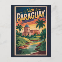 Paraguay Landschaft Illustration Reise Kunst Vinta