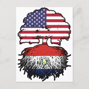 Paraguay Paraguayan American USA Tree Roots Flag Postkarte