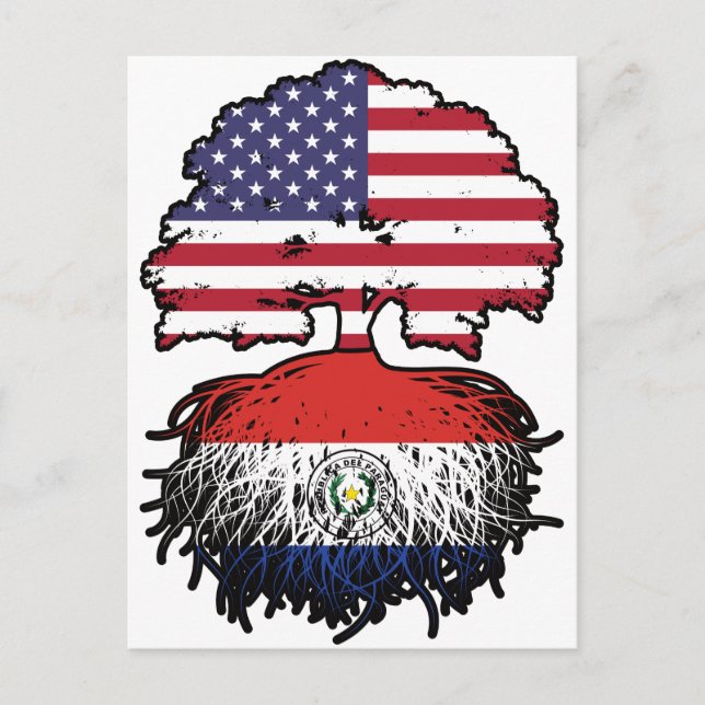 Paraguay Paraguayan American USA Tree Roots Flag Postkarte (Vorderseite)