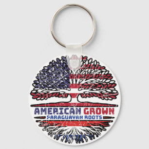 Paraguay Paraguayan American USA Tree Roots Flag Schlüsselanhänger