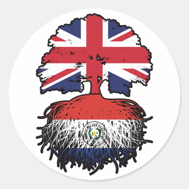 Paraguay Paraguayan Britische Tree Roots Flag Runder Aufkleber (Vorderseite)