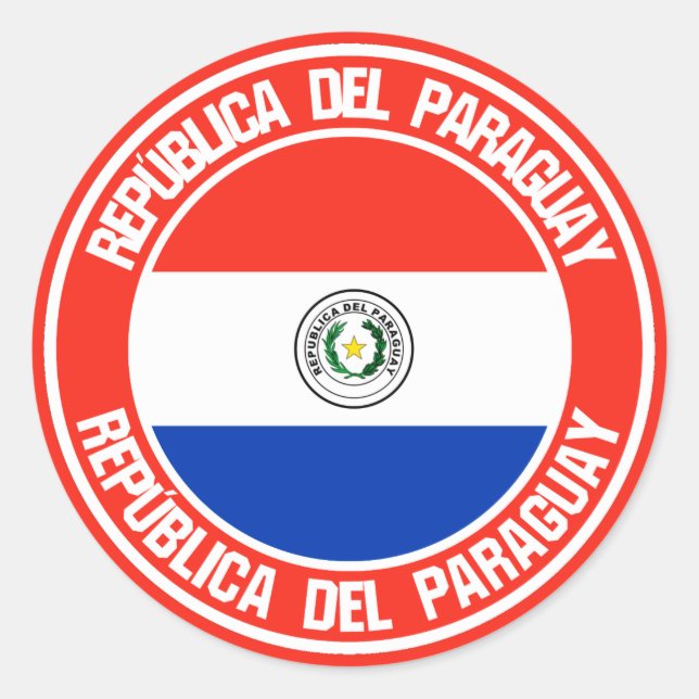 Paraguay Round Emblem Runder Aufkleber (Vorderseite)