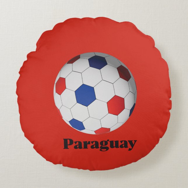 Paraguay Soccer Rundes Kissen (Vorderseite)