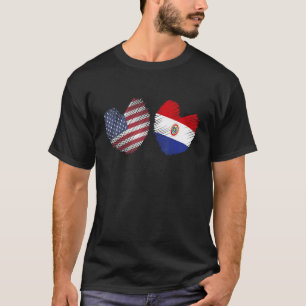 Paraguay USA Heart American Flag Paraguayan Flag L T-Shirt