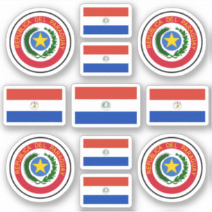 Paraguayische Staat-Symbole / Wappen und Flagge Aufkleber