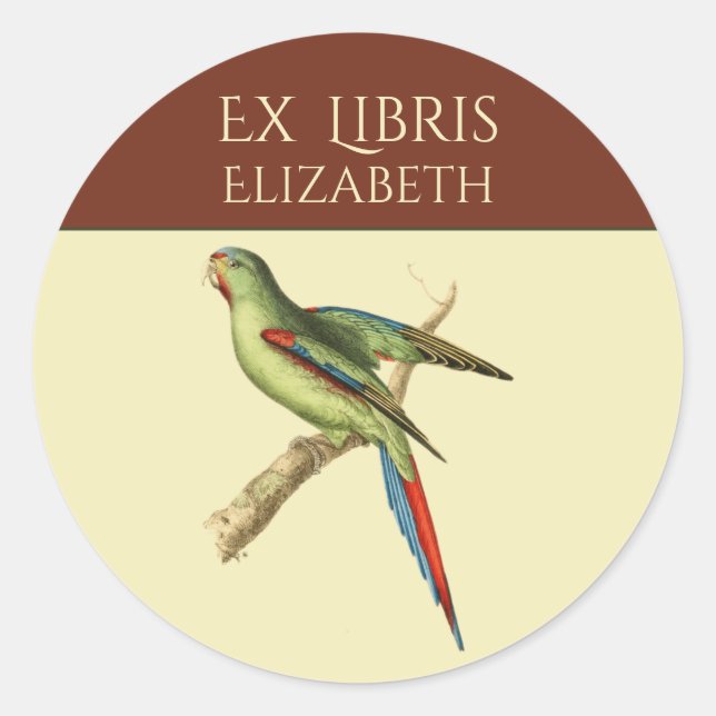 Parakeet-Buchzeichen Runder Aufkleber (Vorderseite)
