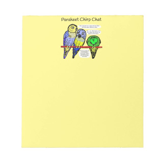 Parakeet Chirp Chat Achtung Notizblock (Vorderseite)