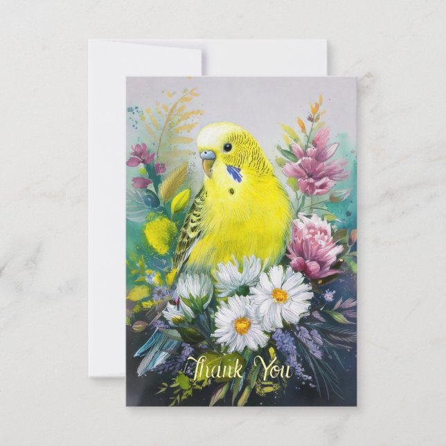 Parakeet Danke Note Card (Vorderseite)