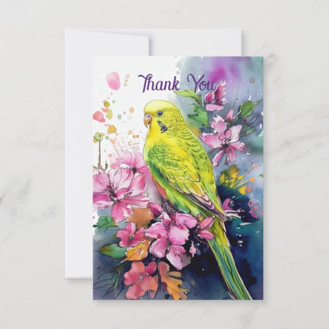 Parakeet Danke Note Card (Vorderseite)