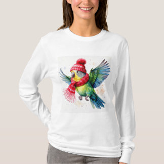 Parakeet in Hut und Scarf T-Shirt