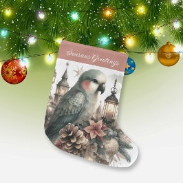 Parakeet Lanterns Froher Festtage Großer Weihnachtsstrumpf