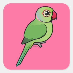 Parakeet mit Rose Quadratischer Aufkleber