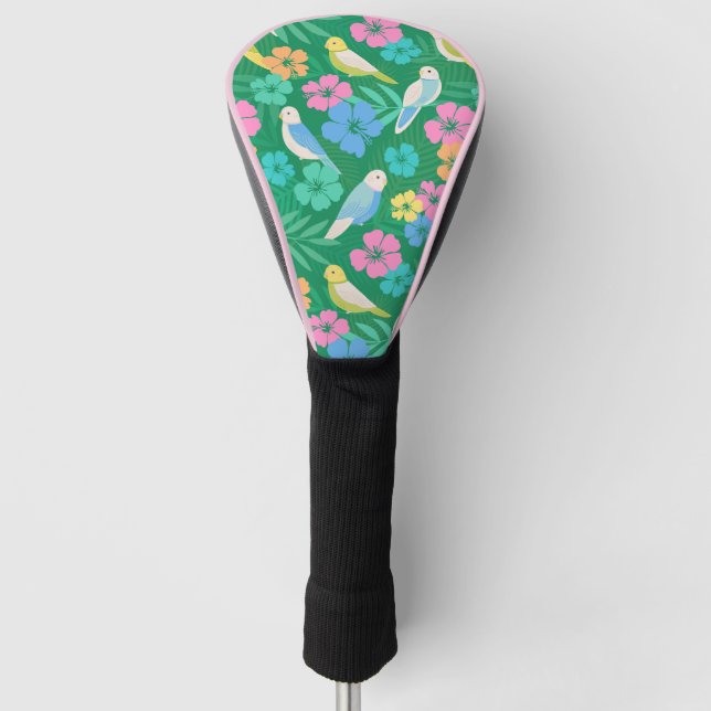 Parakeet & Palms Tropical Golf Head Cover Golf Headcover (Vorderseite)
