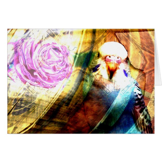 Parakeet-Rosencollage - Karte (Vorderseite (Horizontal))