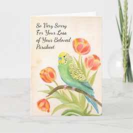 Parakeet Sympathy with Tulips Pet Loss Karte