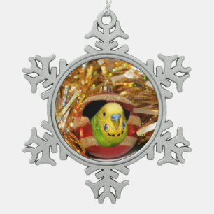 Parakeet-Weihnachten Schneeflocken Zinn-Ornament