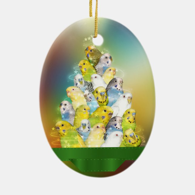 Parakeet-Weihnachtsbaum Keramikornament (Hinten)