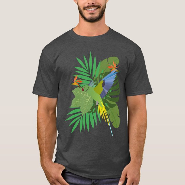 Parakeet with leaves T-Shirt (Vorderseite)