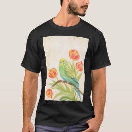 Parakeet with Tulips Exotic Pets T-Shirt