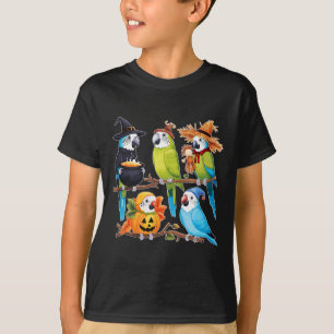 Parakeets in Kostümen Herbstsaison Halloween Spaß T-Shirt