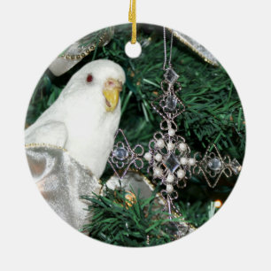 Paraket in einem Weihnachtsbaum Keramikornament