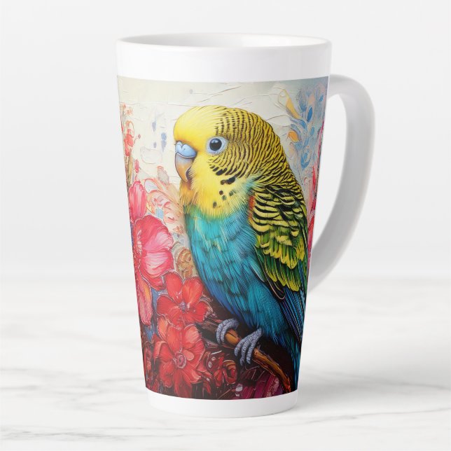 Paraket mit Blume Milchtasse (Rechte Ecke)