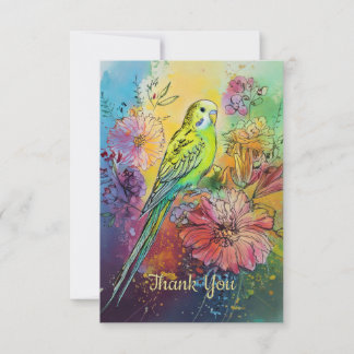 Paraket und Blume Dankeskarte