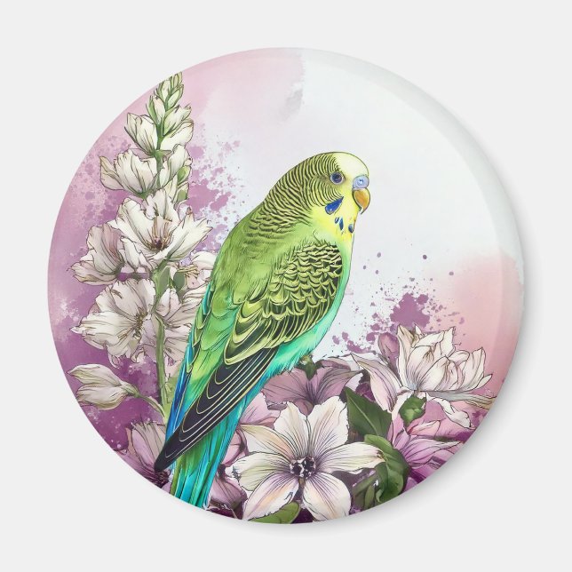 Paraket und Blume Magnet (Vorne)