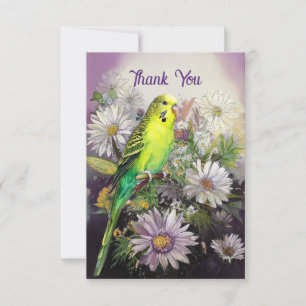 Paraket und Blume Vielen Dank. Dankeskarte