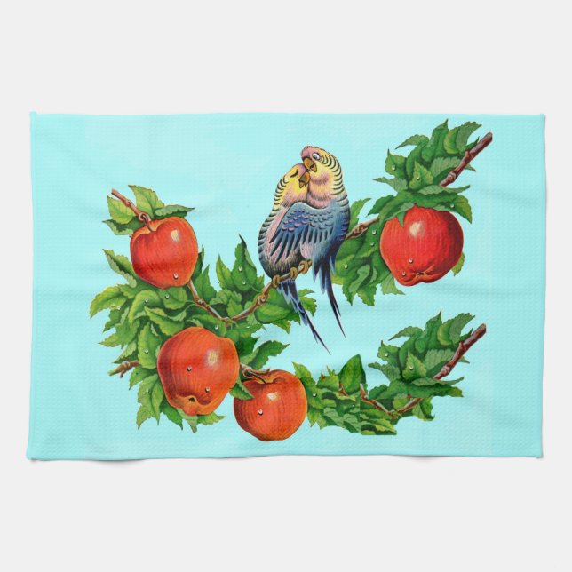 Parakete in Liebe Küchentuch (Horizontal)