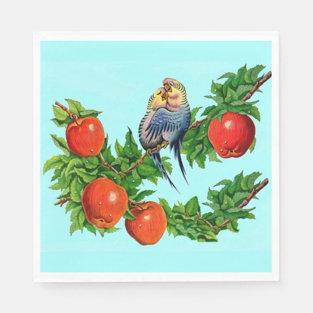 Parakete in Liebe Serviette (Vorderseite)