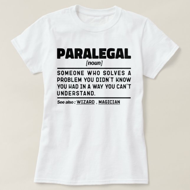 Paralegal Noun Definition Rechtsassistent Spaß T-Shirt (Design vorne)