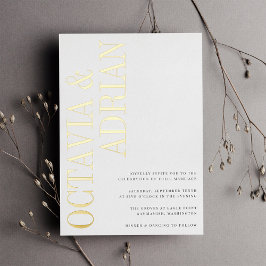 parallel | Moderne Schwarz-Gold-Typografie Folieneinladung
