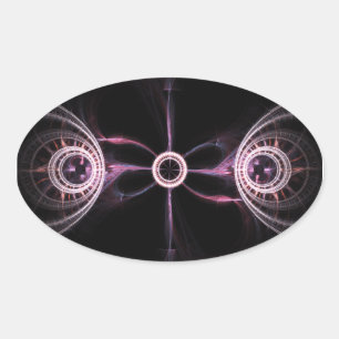 Parallele Universes Abstraktes Fraktal Art Ovaler Aufkleber