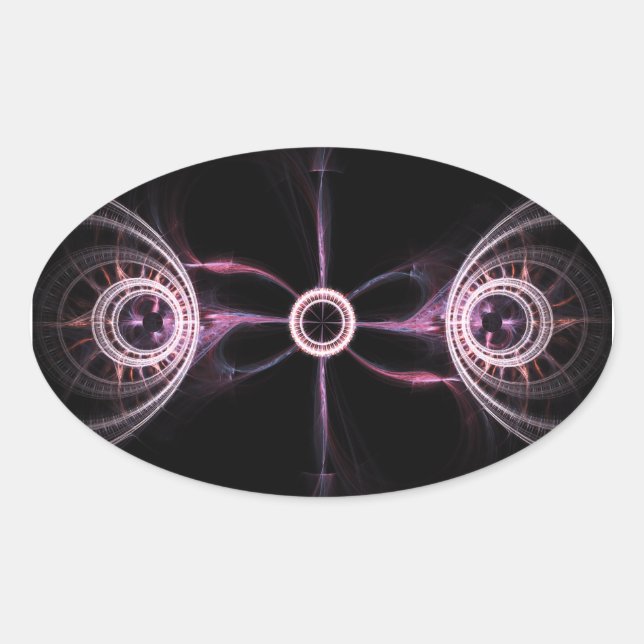 Parallele Universes Abstraktes Fraktal Art Ovaler Aufkleber (Vorderseite)