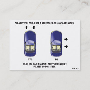 Paralleles Parken versagt - Autos bewegen sich Visitenkarte