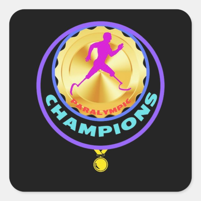 Paralympische Champions Quadratischer Aufkleber (Vorderseite)