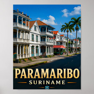 Paramaribo Koloniale Uferpromenade und tropisches Poster