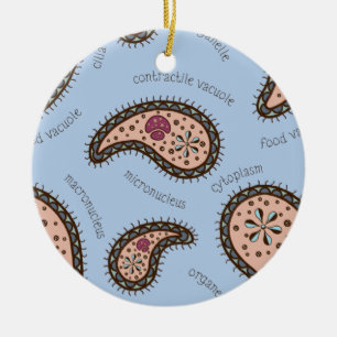 Paramecia Paisley Biology Science Blue Keramik Ornament