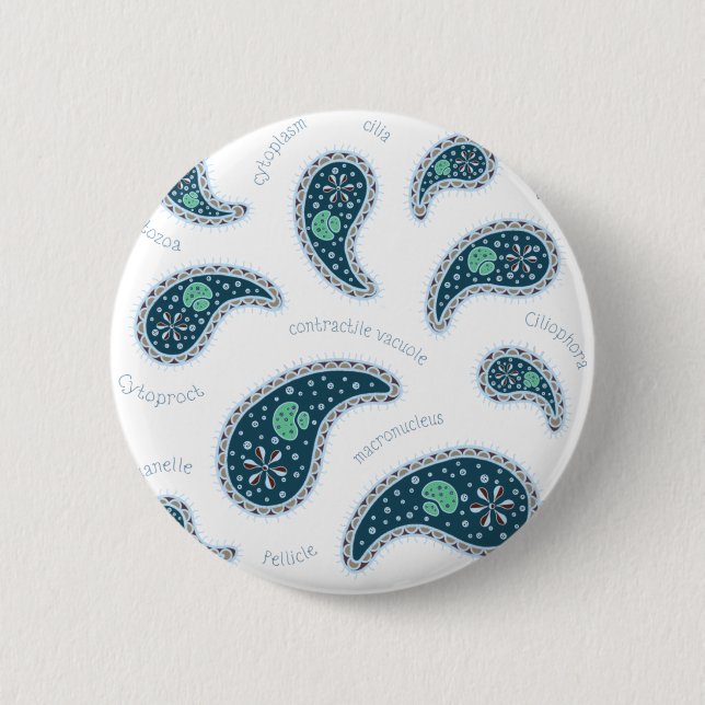 Paramecia Paisley Protozoan Biologie Wissenschaft Button (Vorderseite)