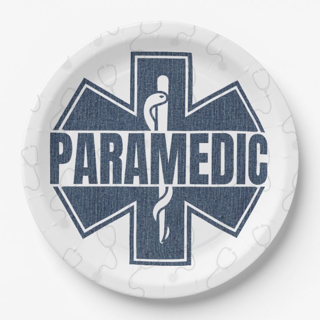 Paramedic Denim Textur Pappteller (Vorderseite)