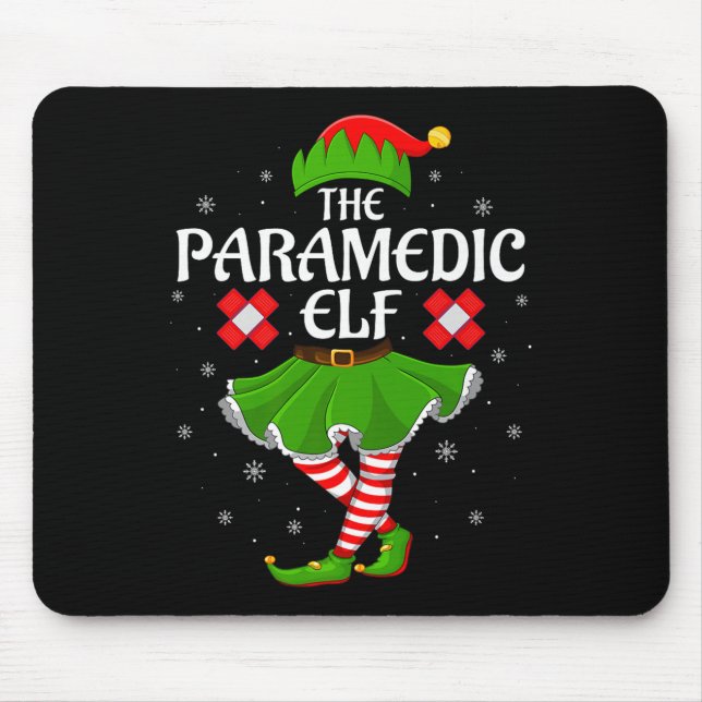 Paramedic Elf Christmas Family Girls Women Elf Squ Mousepad (Vorne)