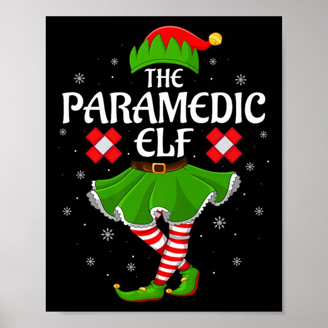 Paramedic Elf Christmas Family Girls Women Elf Squ Poster (Vorne)