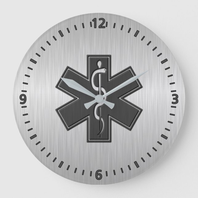 Paramedic EMT EMS Silver Große Wanduhr (Vorderseite)