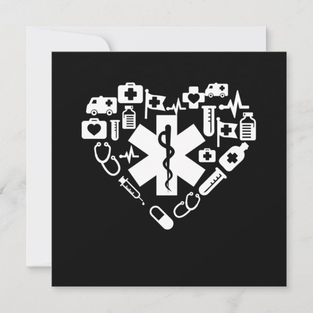 Paramedic Heart Paramedic Caduceus Doctor EMS EMT Einladung (Vorderseite)
