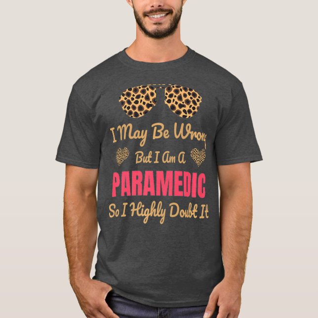 Paramedic Leopard Print Niedlich Funny Sprichwort  T-Shirt (Vorderseite)