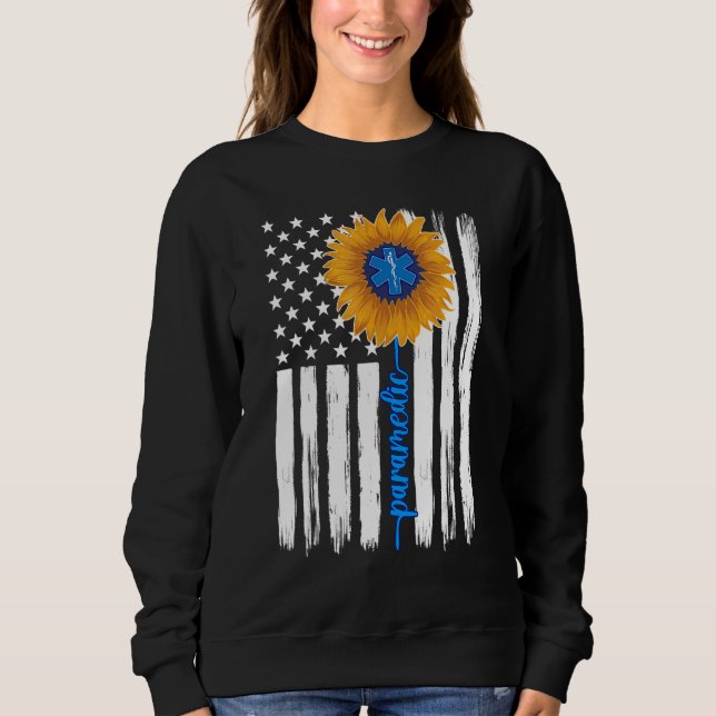 Paramedic Sunflower US Flag Paramedic 1 Sweatshirt (Vorderseite)