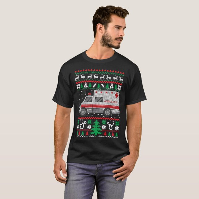 Paramedic Ugly Christmas Sweater Funny Holiday T-Shirt (Vorne ganz)