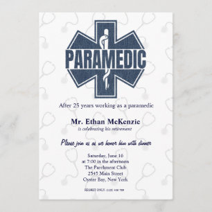 Paramedische Pensionierung Denim Textur Einladung