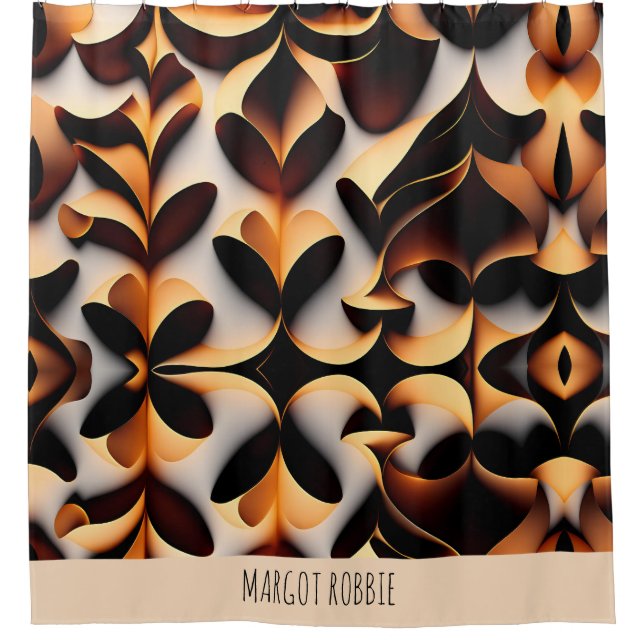 Parametric 3D Blume Gold Modernes Mosaikmuster Duschvorhang (Vorderseite)